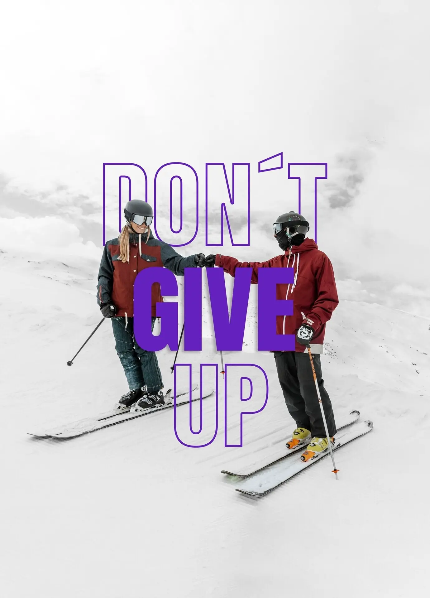 Individuals engaging in winter sports.